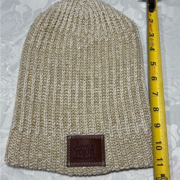 Love Your Melon Tan Knit Beanie Uncuffed Hat Slouchy Slouch MADE IN USA - Picture 7 of 9